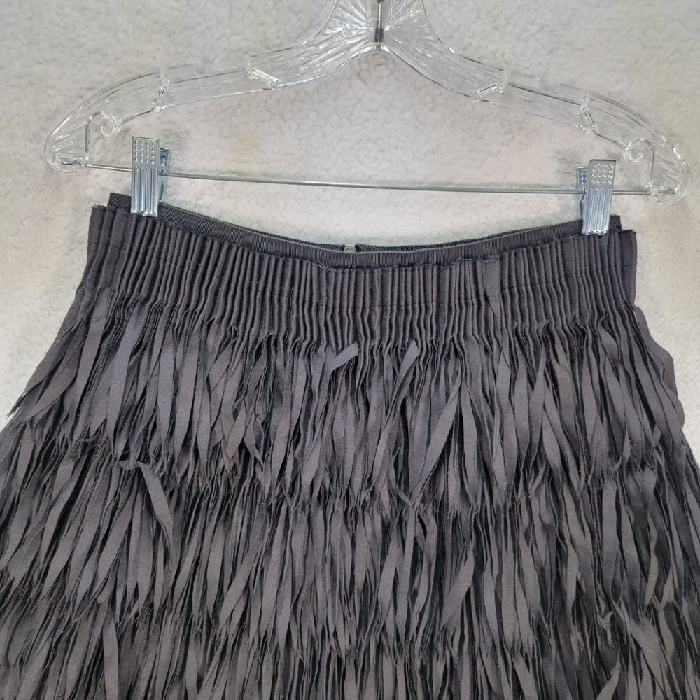 Harvey Nichols Black Willow Laser Cut Fringe Pleated Designer A Line Mini - Picture 2 of 16
